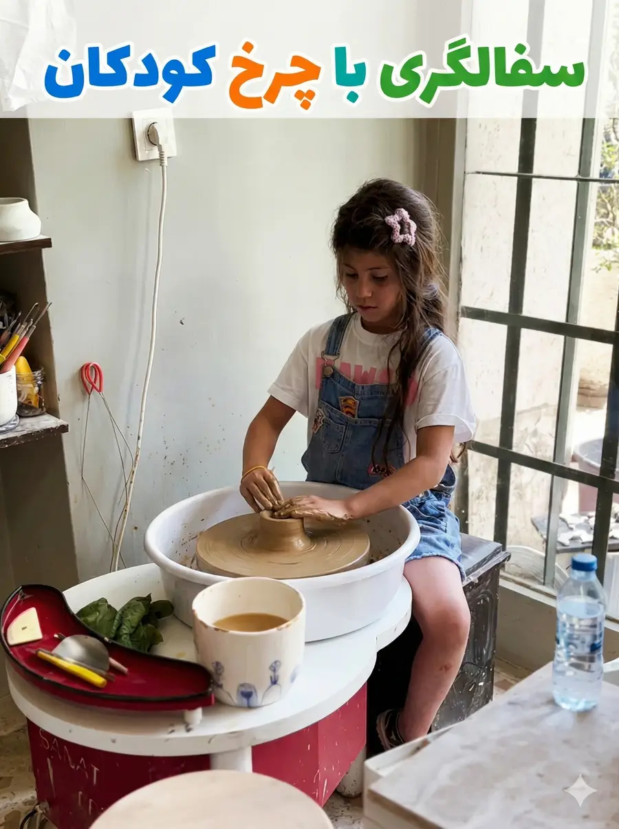 سفالگری با چرخ کودکان ( زیتون)