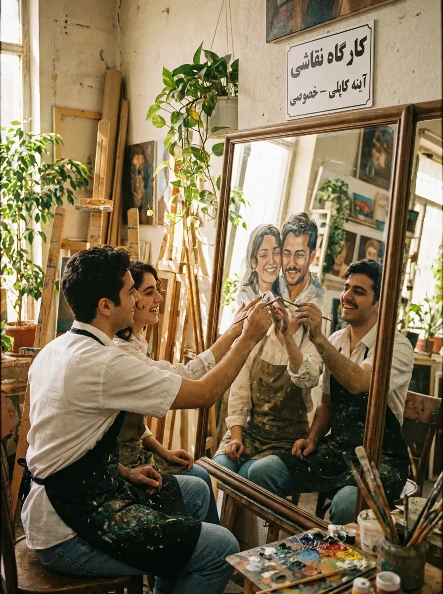 نقاشی روی آیینه دونفره